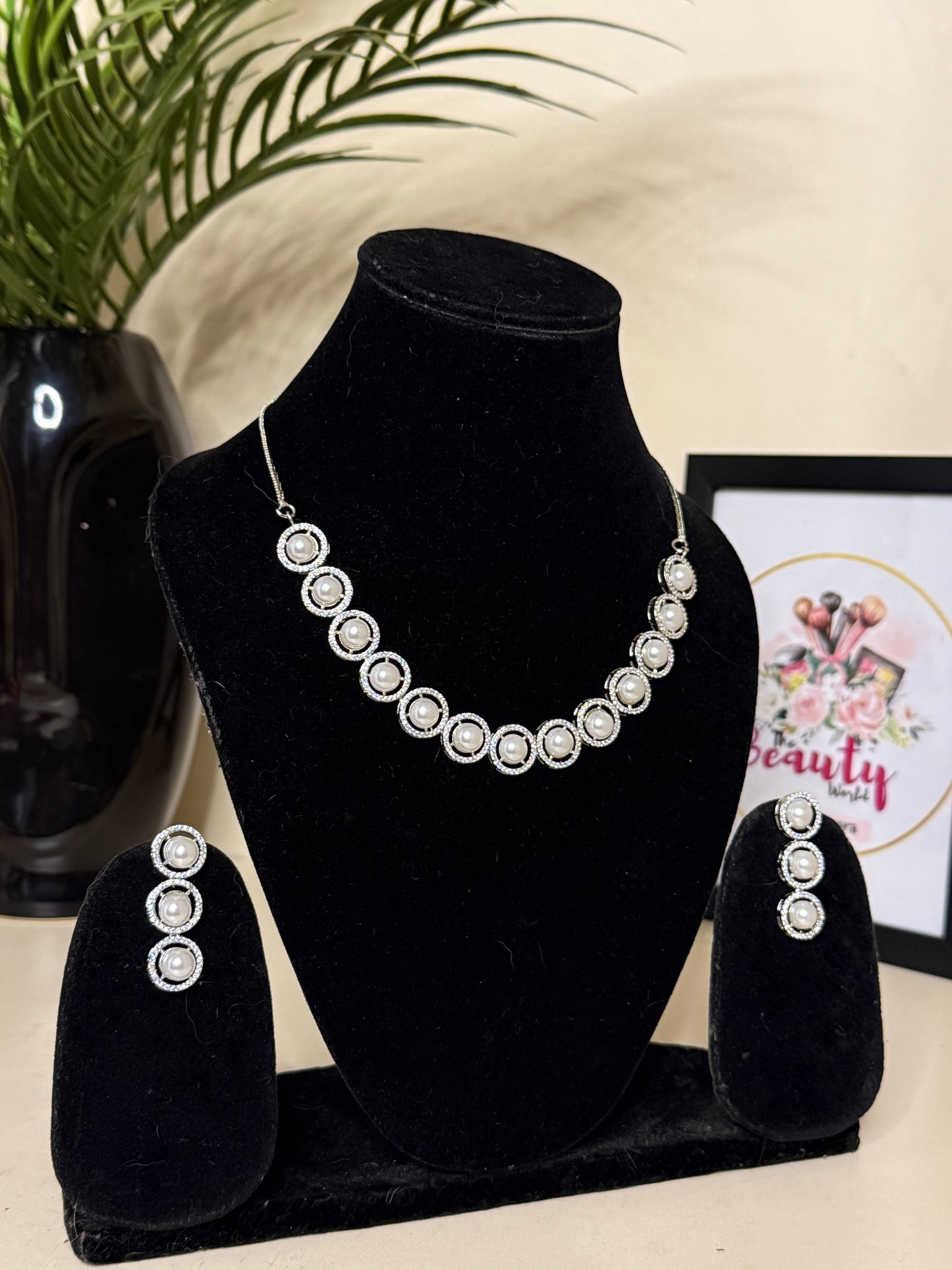 Pearl AD Necklace + Earrings (FLAT 50% OFF RIGHT NOW)