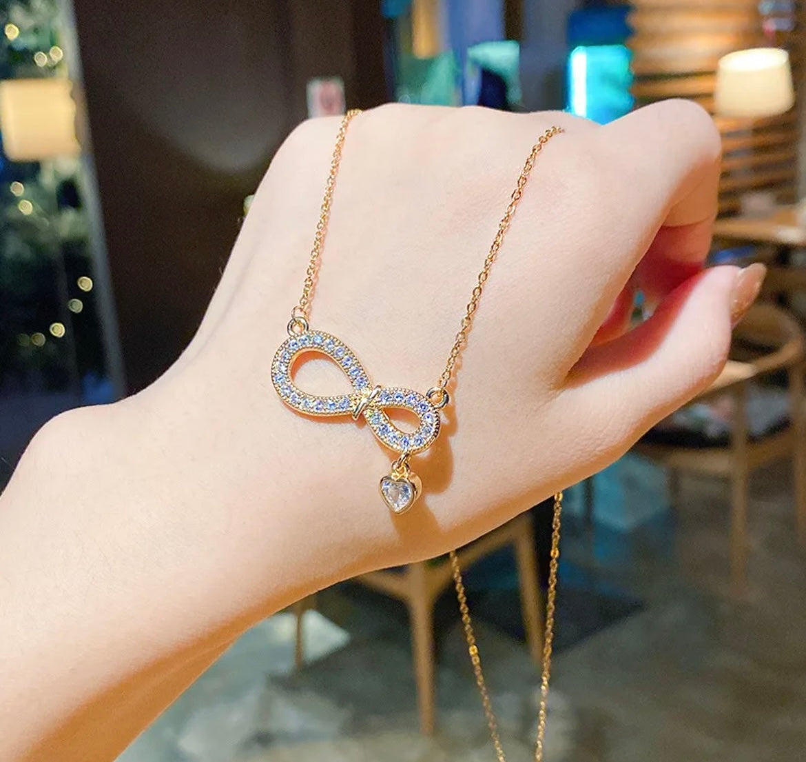 Infinity Pendant With Small Heart (FLAT 50% OFF RIGHT NOW)
