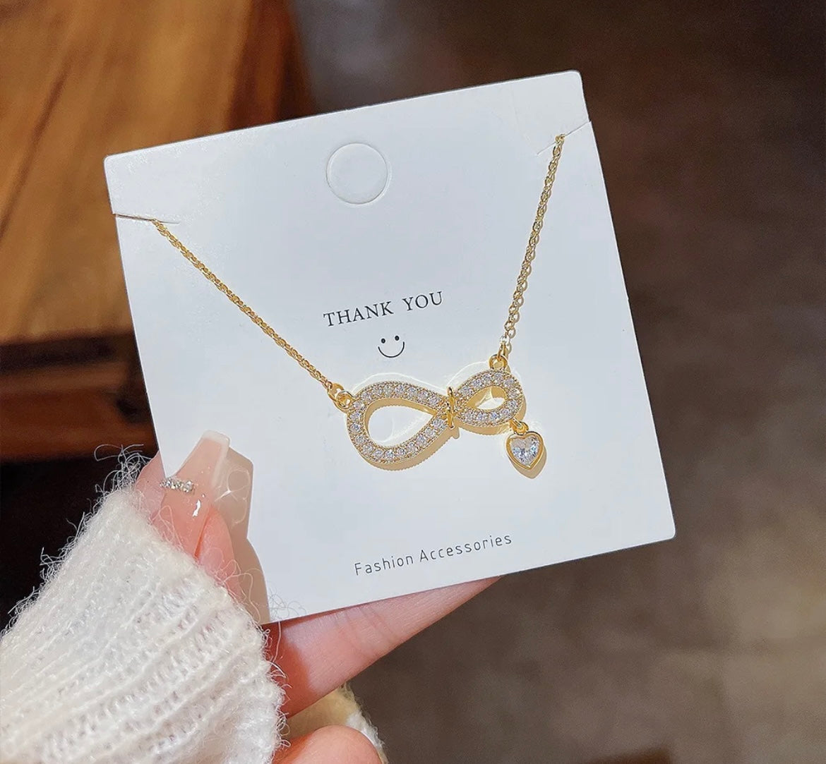 Infinity Pendant With Small Heart (FLAT 50% OFF RIGHT NOW)
