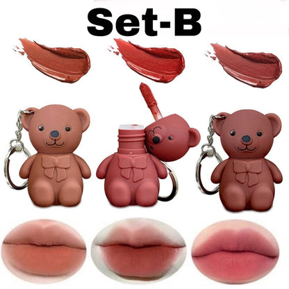 Teddy Bear Keychain Lipsticks (Set of 3)