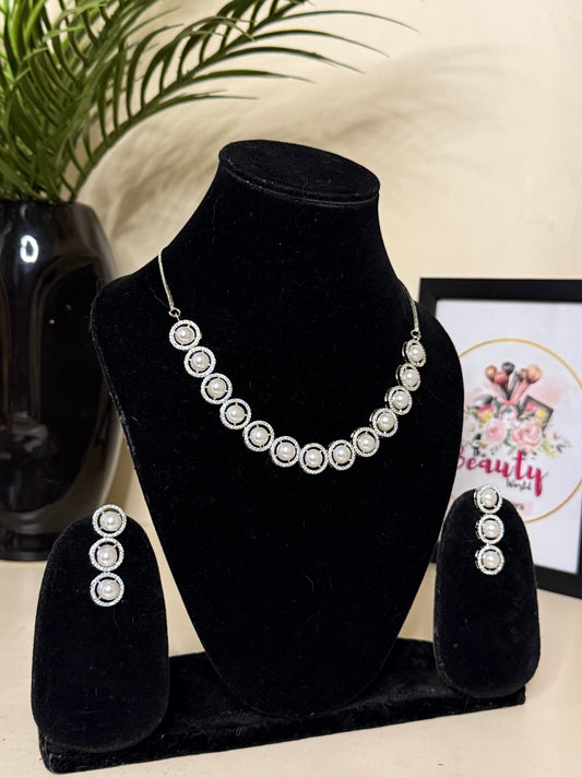 Pearl AD Necklace + Earrings (FLAT 50% OFF RIGHT NOW)