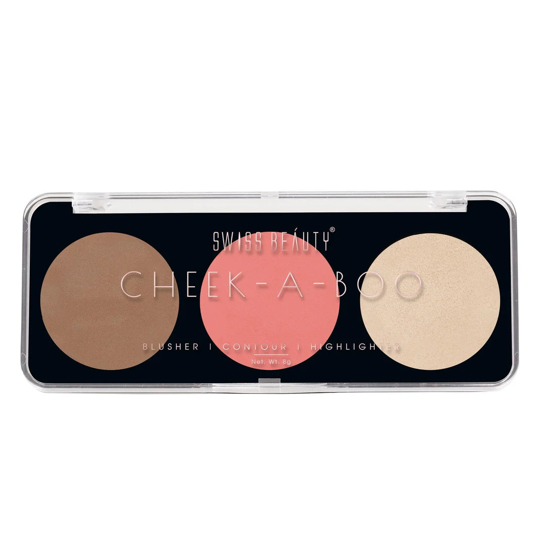 Swiss Beauty CHEEK-A-BOO 3-IN-1 FACE PALETTE WITH BLUSHER , CONTOUR AND HIGHLIGHTER