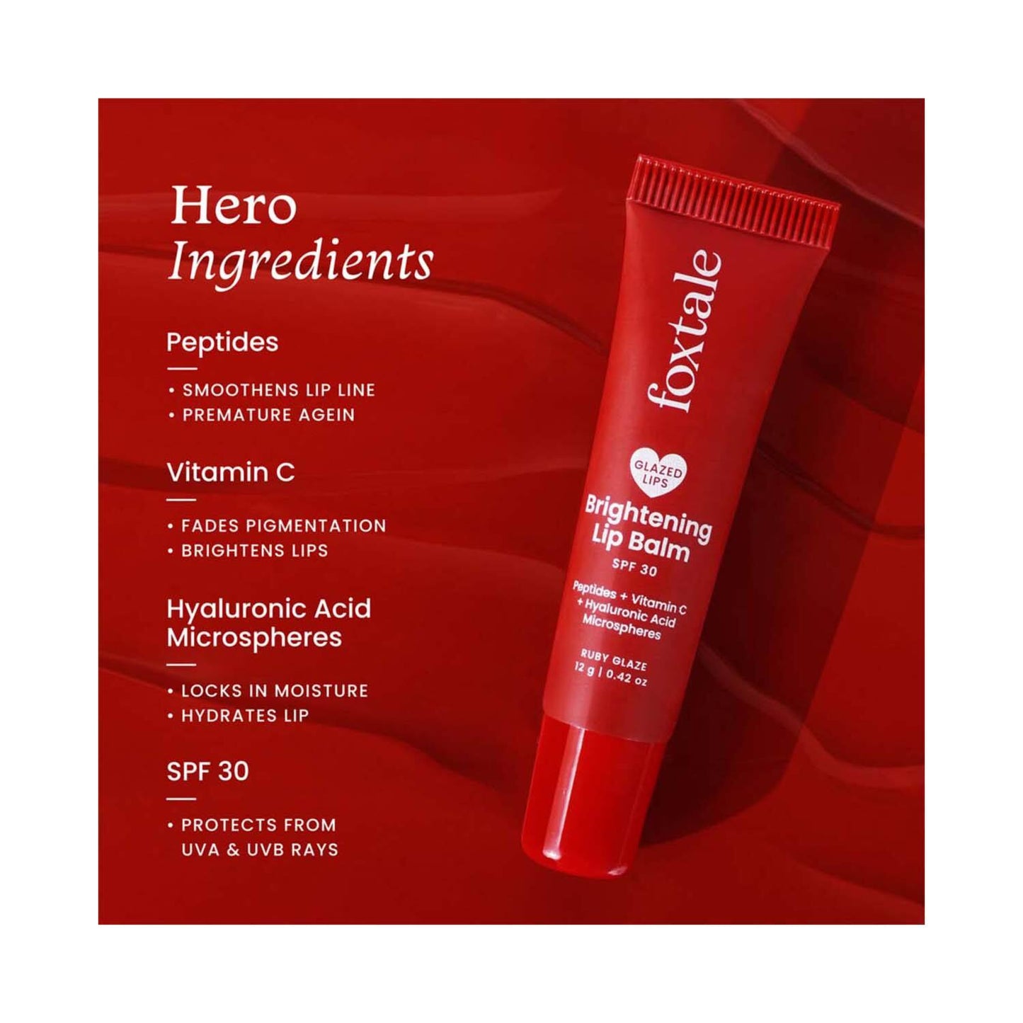FOXTALE Glazed Lips Brightening Lip Balm - Ruby Glaze (12 g)