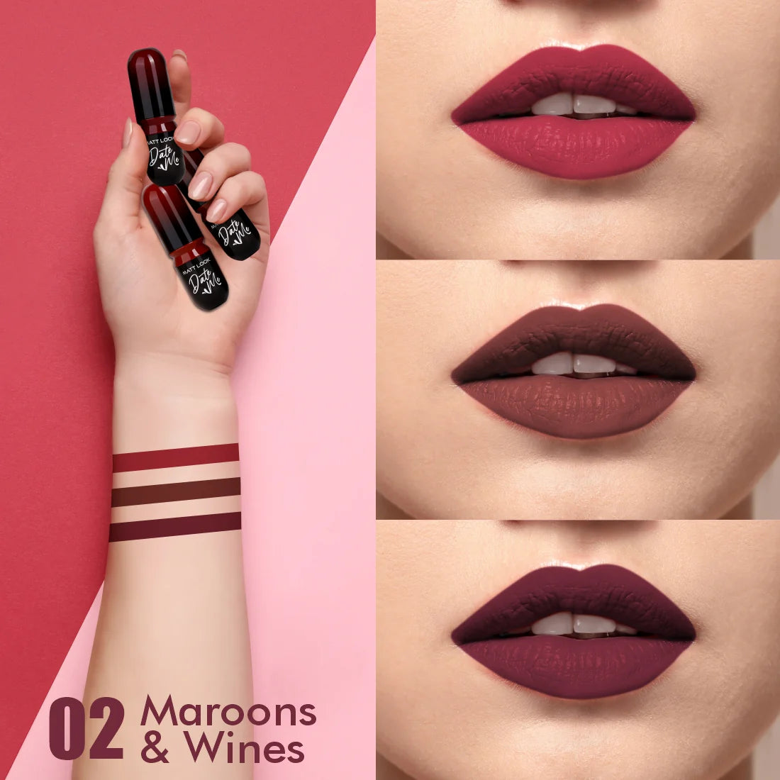 Mattlook Date me Long Stay lipstick, Each Pieces 3.8gm, Pack of 3